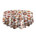 thumbnail image 5 of Fall Footballs and Autumn Leaves Pattern Round Tablecloth 60" X 60",Wrinkle Wipeable Table Cloth for Kitchen Dining Room Picnic Patio Party, 5 of 6
