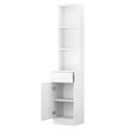 thumbnail image 4 of Zimtown Wooden Barber Station Makeup Hair Salon Cabinet, Freestanding Bathroom Tall Cabinet with 5 Storage Shelves & Drawer, White, 4 of 9