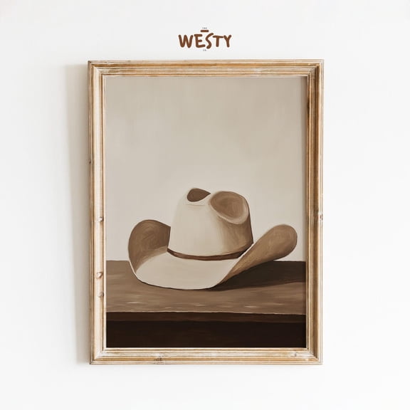 Luvia Cowboy Hat Poster, Rustic Western Wall Art for Minimal Country Home Decor, 8x12 UNFRAMED