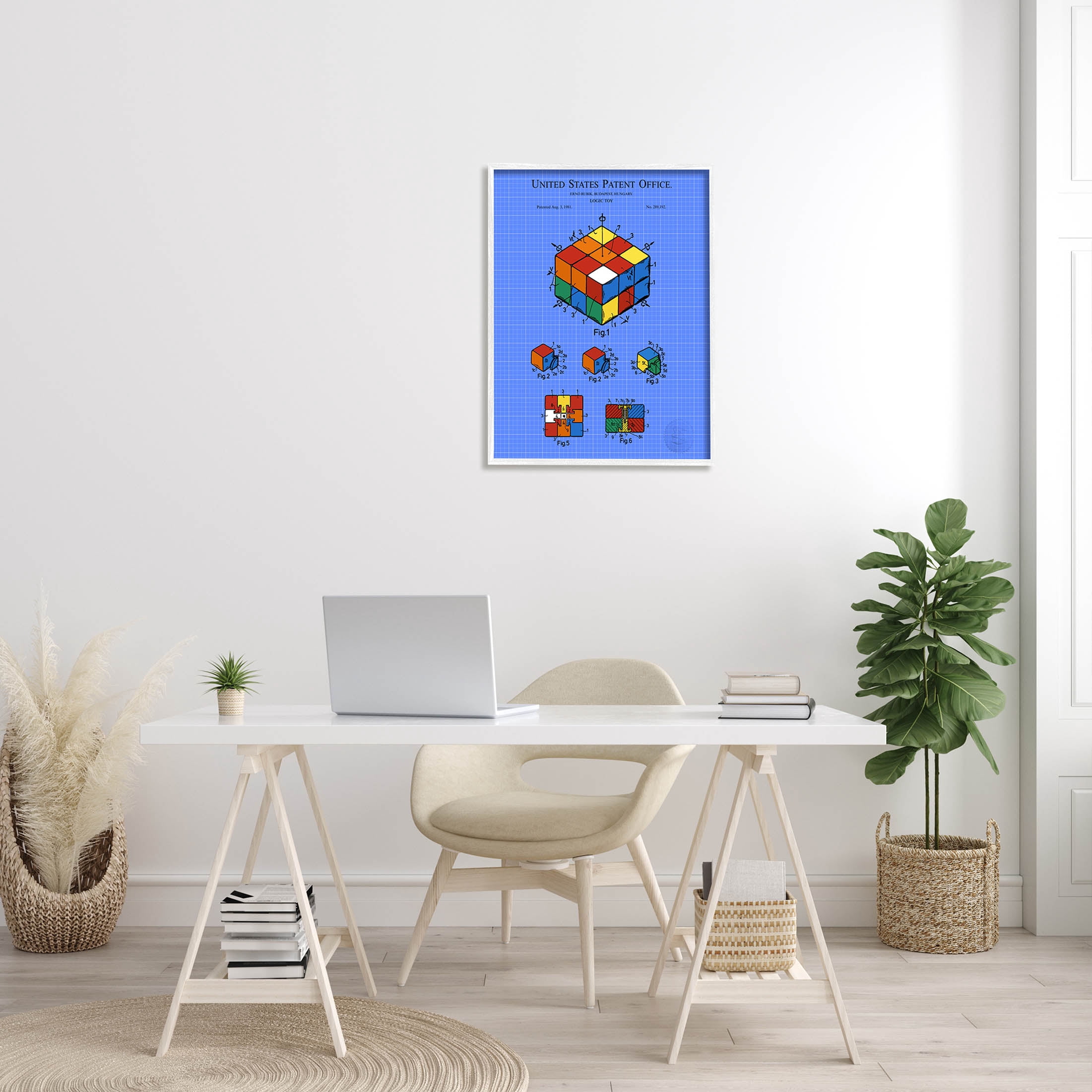 Stupell Industries Vivid Logic Toy Patent Graphic Art White Framed Art Print Wall Art, Design by Karl Hronek