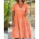 thumbnail image 1 of Vestido de verano para mujer, con escote en V, informal, holgado, de color liso, con falda grande, 1 of 6