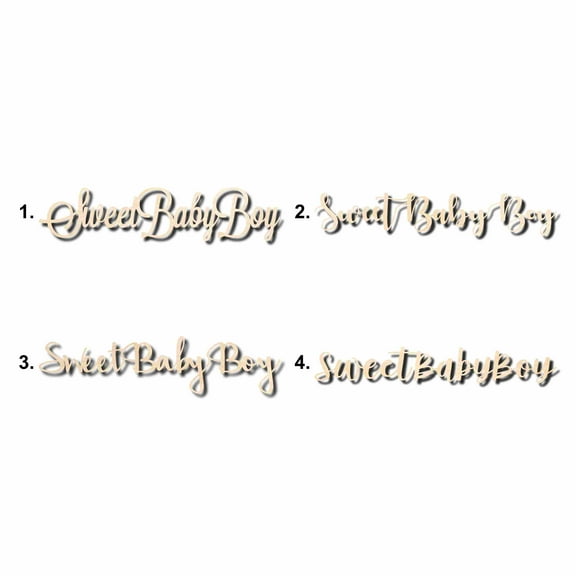 Sweet Baby Boy Sign Unfinished Wood Cutout Home Decor DIY Option 2- 12" Wide / 1/4"
