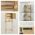 thumbnail image 3 of LEDREM over-the-Toilet Storage Cabinet with Built-In Charging Station,Adjustable Shelf and Bottom Stabilizer,3-Tier Bathroom Rack with Doors and Open Shelf,Natural Beige, 3 of 6