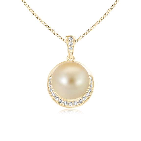 ANGARA Golden South Sea Cultured Pearl Crescent Pendant in 14K Yellow Gold for Women | June Birthstone, Birthday, Anniversary, Jewelry Gift for Women | Pearl Necklace