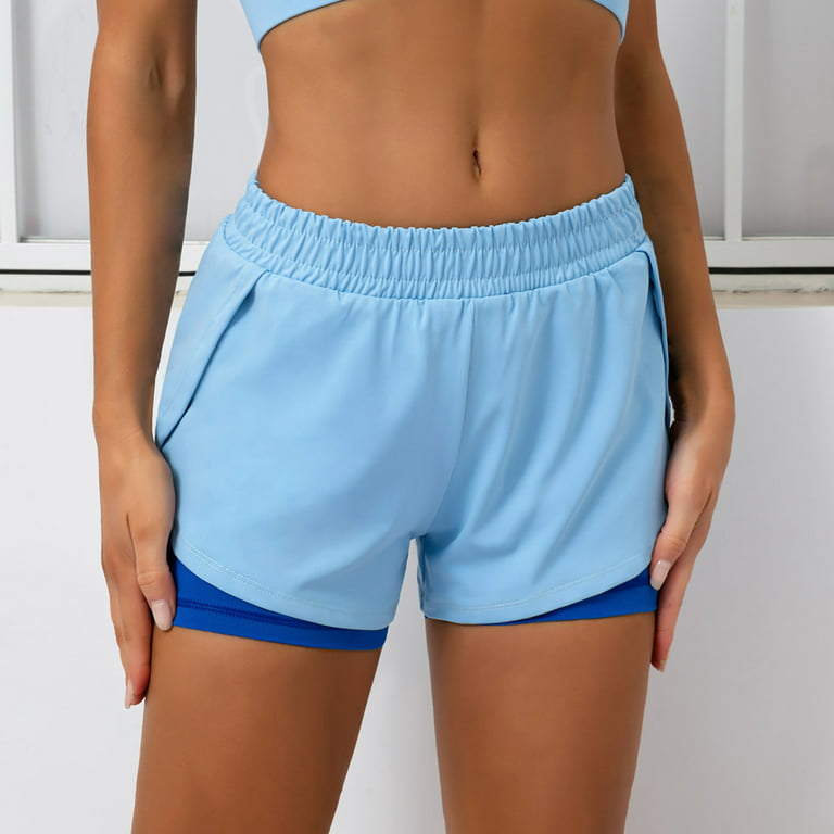 Sodopo Biker Shorts for Women High Waist Yoga Short Abdomen Control  Training Running Yoga Pants(Blue,L)