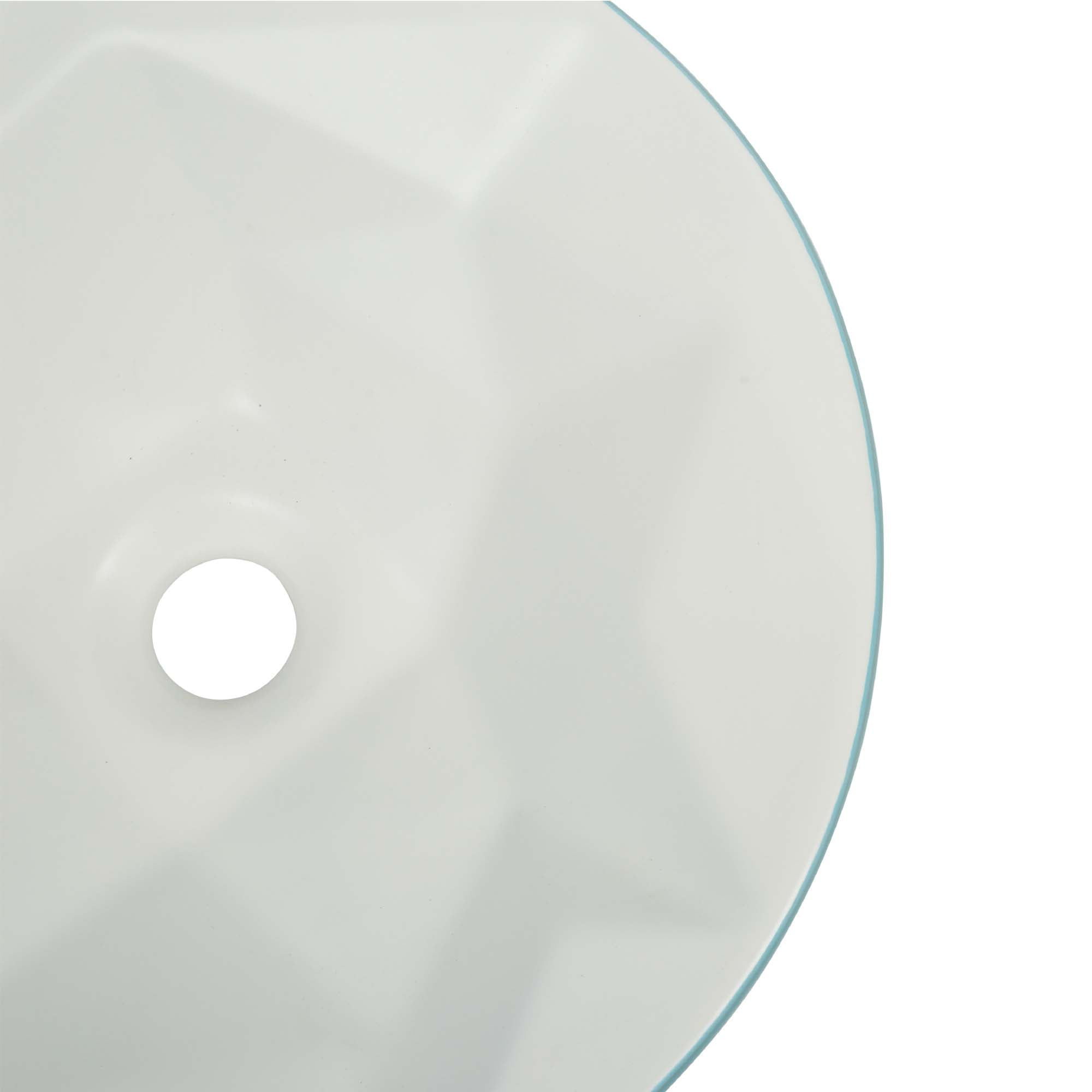 16" Round Ceramic Vessel Bathroom Sink – Modern Textured Interior Bowl Design in Mist Blue