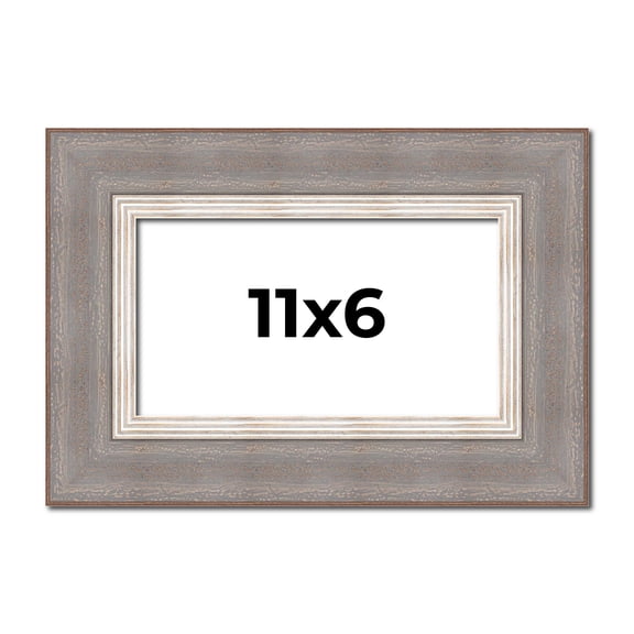 11x6 Frame Grey Real Wood Picture Frame Width 2.75 Inches | Interior Frame Depth 0.5 Inches | Linus