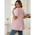 thumbnail image 4 of DARING DIVA Women's Boho Ruffled V Neck Short Sleeve Maternity Tops XL Dusty Pink, 4 of 7