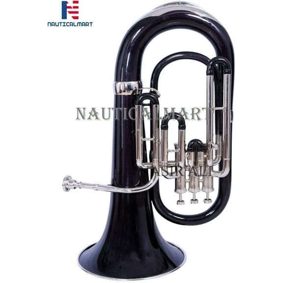 NauticalMart Nickel Bb Euphonium 3 Valve - Black Shade Musical Instrument