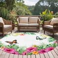 thumbnail image 5 of Summer Tropical Plant Round Living Room Rugs 5 ft, Watercolor Hibiscus Monstera Butterfly Washable Area Rug with Non-Slip Sturdy Edge Binding Round Carpet for Entryway Kitchen Bedroom Bathroom, 5 of 9
