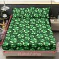 thumbnail image 2 of COEQINE Full Size 3 Piece Sheet Set, Wrinkle Free Comfort Cooling Sheets All Around Elastic Fitted Holiday Bedding Set Home Decor for Women Men for St. Patrick's Day Decor, Dark Green Clover, 2 of 5