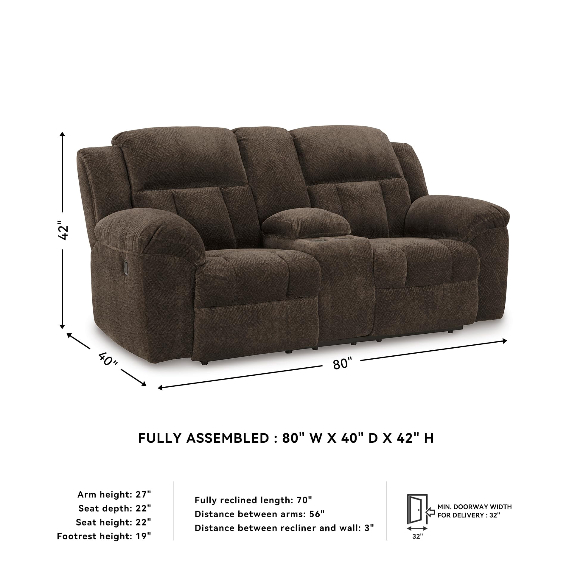 Signature Design by Ashley Furniture Frohn Chocolate Reclining Loveseat