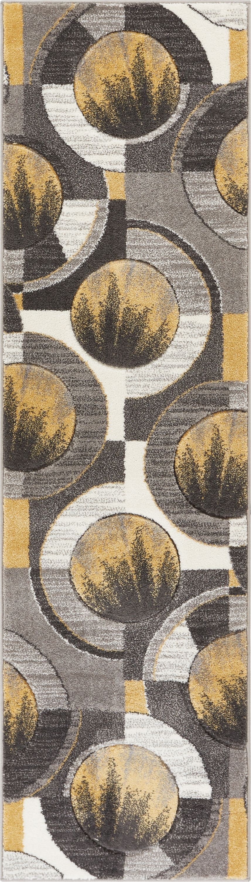 Well Woven Ruby Yolo Modern Contemporary Gold Abstract Shape 2' x 7' Runner Area Rug