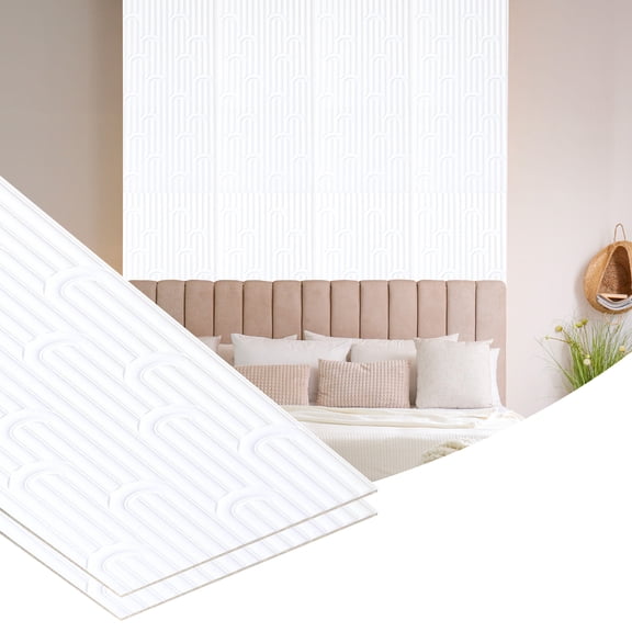 Dundee Deco 3D Peel and Stick Wall Panels, White, Set of 10, Covers 55 sq ft