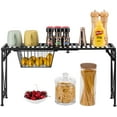 thumbnail image 7 of Expandable Black Metal Over Sink Shelf with Pull Out Drawer and Scrollwork Design for Kitchen Bathroom Storage, 7 of 7