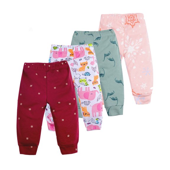 Beilxfa 2-Pack Unisex Baby Toddler Elastic Jogger Pants 100% Cotton Bottoms For 0-24M Baby Boys & Girls Spring Summer Trousers