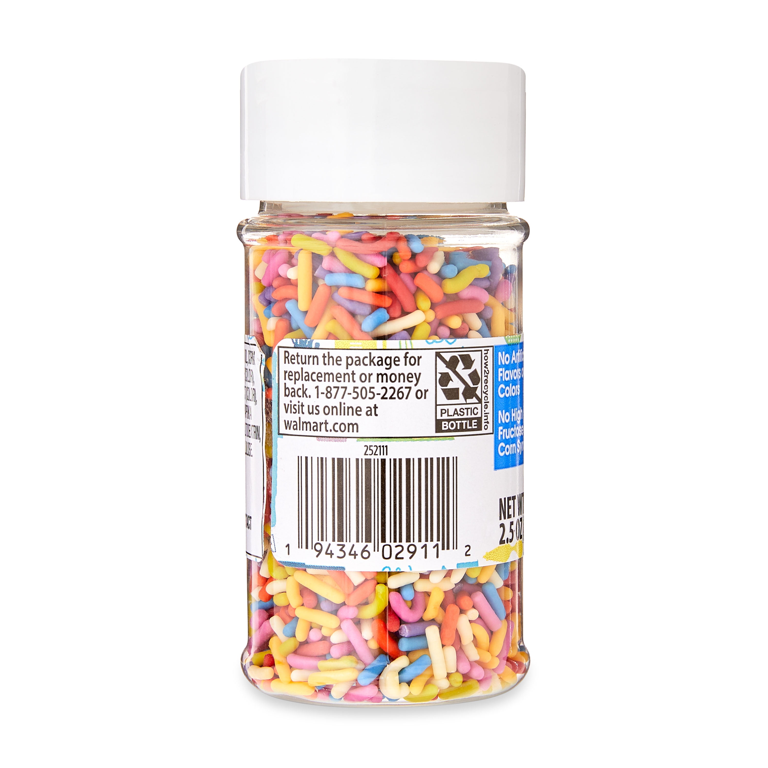 (6 pack) Great Value Natural Rainbow Sprinkles, 2.5 oz