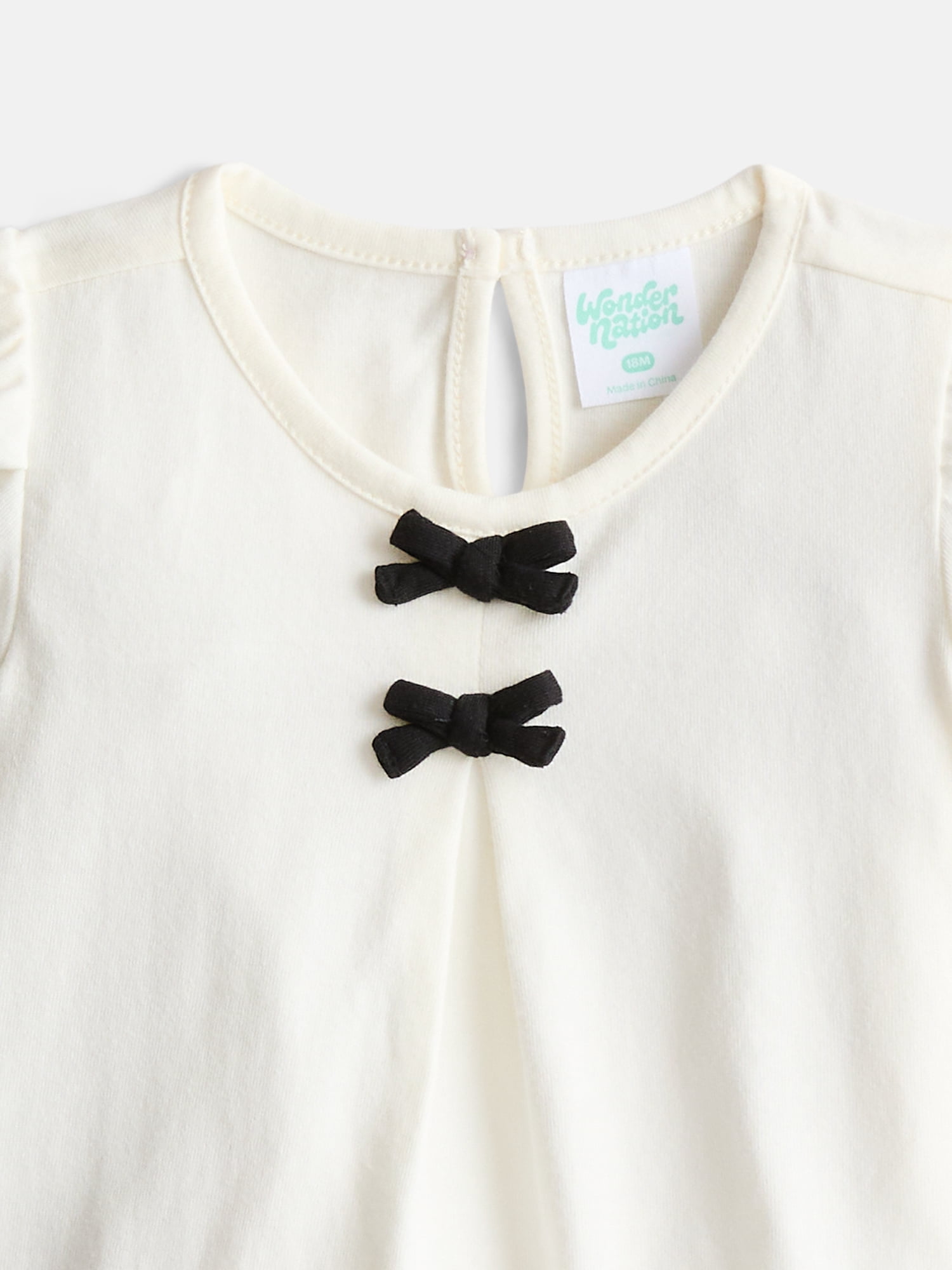 Wonder Nation Baby Girls Bow Top and Paperbag Waist Pants Set, 2-Piece, Sizes 0/3M-24M