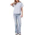 thumbnail image 2 of INSPIRE CHIC Striped Work Tops for Women's Button Down Short Sleeve Business Blouses XS White, 2 of 6