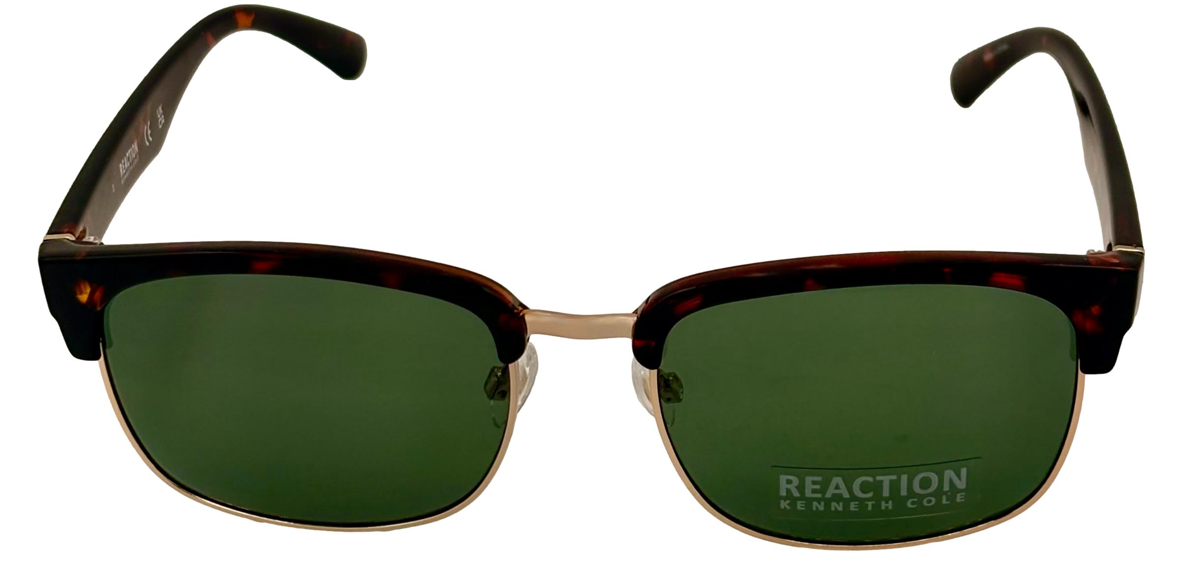 Kenneth Cole Reaction Dark Havana Mens Square Plastic Sunglass, KC1433. 52N