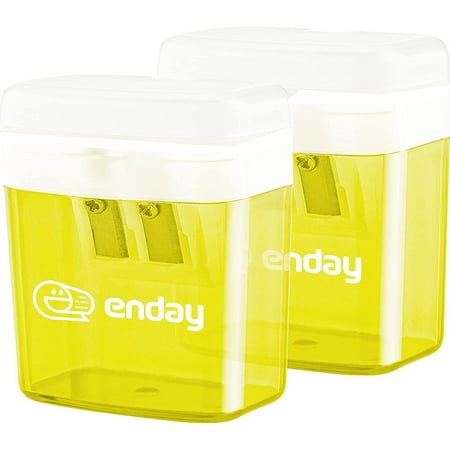 Enday Dual Manual Pencil Sharpener for Colored Pencils, Large Pencil, Green 2 Pack