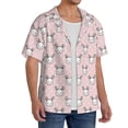 thumbnail image 2 of Balery Cute Rabbit Camisa Casual de Manga Corta con Botones para Hombre, Texturizada, Estilo Cubano, para Playa, Verano-Small, 2 of 5