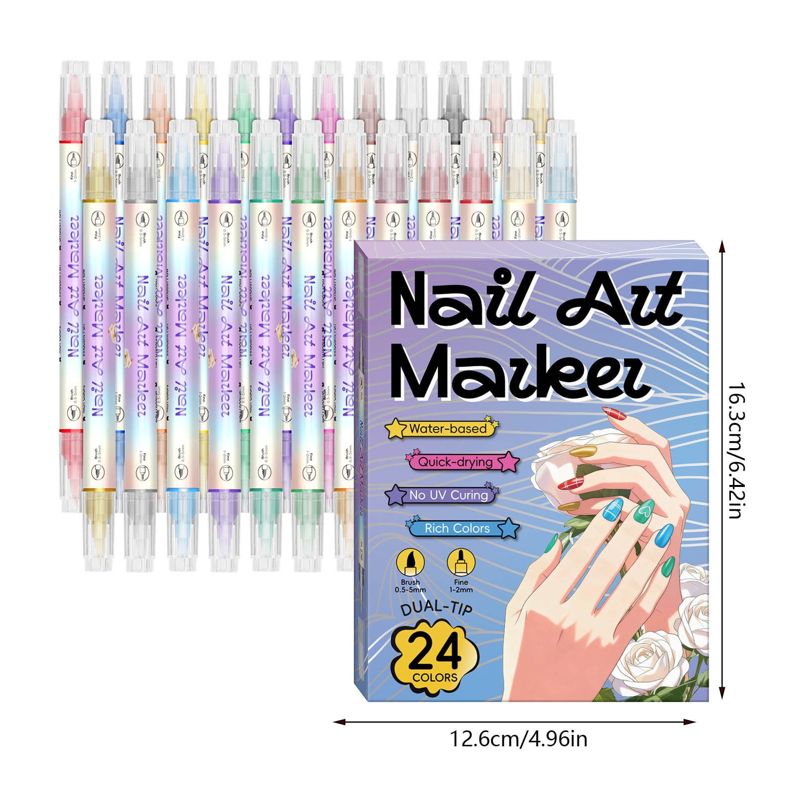 12 Colours Nail Art Pen Set, Nail Art Pen DIY Line Nail Art Graffiti, Nail Polish Pen, Nail Polish Pens for Nails, Quick-Drying Acrylic Colour Pen, for Art Drawing Painting Tools (1 Piece)