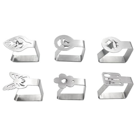 

6pcs Thickened Stainless Steel Tablecloth Clamps Cloth Clips for Home (Silver)