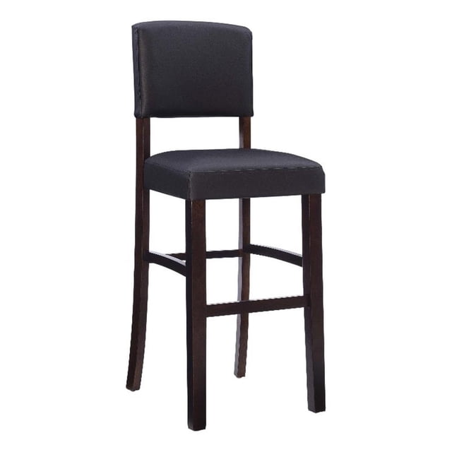 Linon Monaco 30" Upholstered Wood & Faux Leather Bar Stool in Espresso/Brown