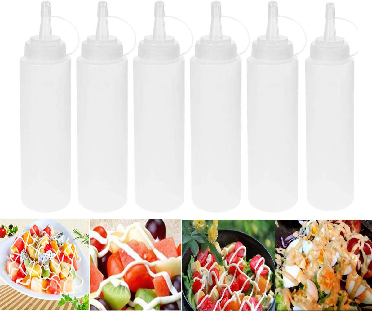 Condiment Squeeze Bottles 12-Pack 8 oz Plastic Squeeze Squirt Bottles 8oz 