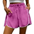 thumbnail image 2 of Qgtaibl Womens Drawstring Cotton Athletic Shorts Elastic High Waist Dolphin Shorts with Pockets Casual Loose Fit Lightweight Workout Shorts for Summer Running Training Gym Pink XXL, 2 of 7