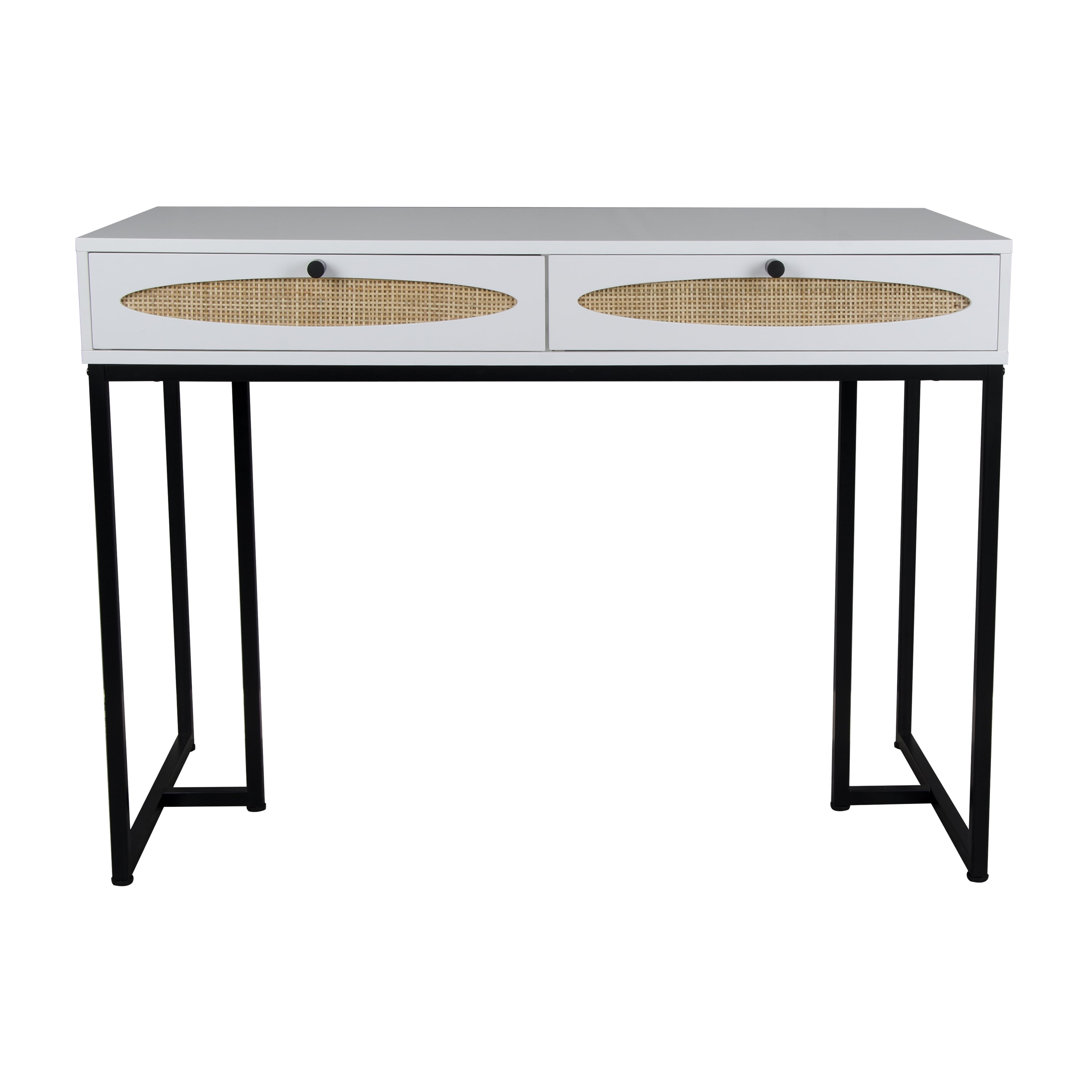 Private Jungle 2 Rattan drawers Home Office Computer Desk or Vanity Table,White Private Jungle 2 Rattan drawers Home Office Computer Desk or Vanity Table,White
