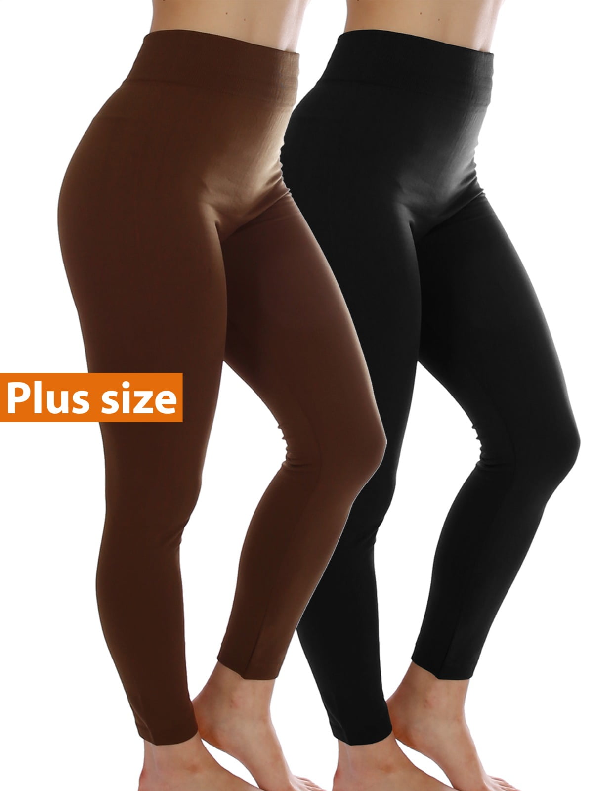 2 Pack Women Fleece Lined Plus Size Full Length Legging Thick Warm