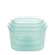 Zip Top Reusable 100% Platinum Silicone Food Storage Containers - Made in the USA - 3 Dish Set - Peach