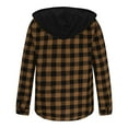thumbnail image 6 of ZCFZJW Flannel Plaid Hoodie Shirts for Men Big and Tall Regular Fit Button up Casual Fall Long Sleeve Drawstring Patchwork Hooded Pullover Sweatshirts with Double Chest Pockets Coffee L, 6 of 7
