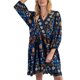 thumbnail image 1 of Vestido Corto Estampado de Larga con Cuello en V para Mujer, Estilo Bohemio Informal y Holgado, Ideal para la Playa. Azul XL, 1 of 9