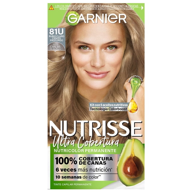 Tinte para cabello Garnier Nutrisse ultra cobertura 81u rubio claro cenizo