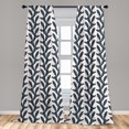 thumbnail image 4 of Ambesonne Vintage Curtains, Sketchy Leaves Abstract, Pair of 28"x95", Dark Violet Blue and White, 4 of 4
