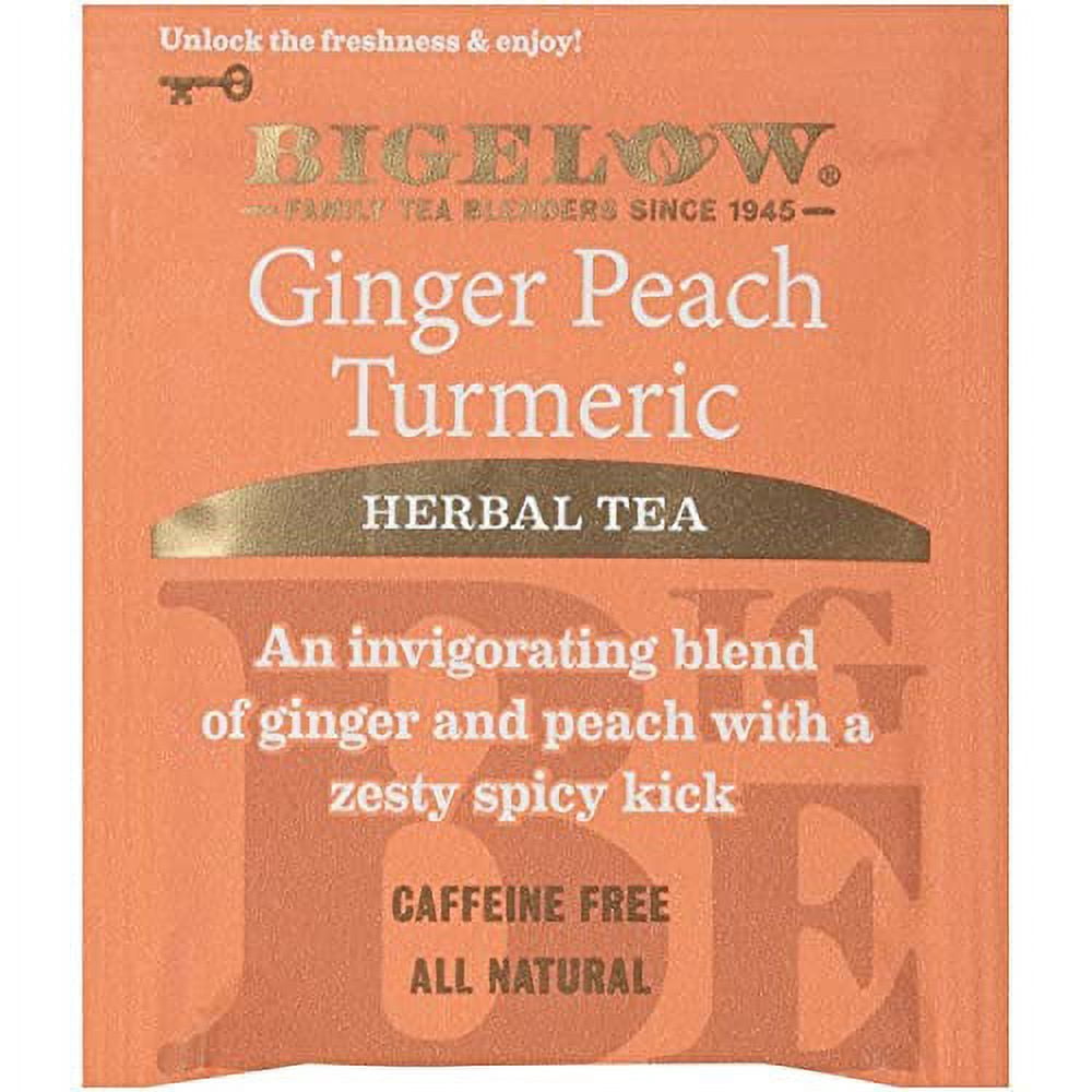 Bigelow Tea Turmeric Herbal Tea Ginger Peach 18 Tea Bags Pack of 3