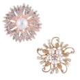 thumbnail image 1 of 2 piezas de broche de flores, ramillete de cristal de perlas de imitación, elegante broche de hojas de flores para mujeres, novias, Estilo: Estilo 2;:;, 1 of 5