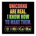 thumbnail image 1 of DistinctInk Custom Bumper Sticker - 4" x 4" Decorative Decal - Black Background - Unicorns Are Real. I Know How To Make Them, 1 of 2