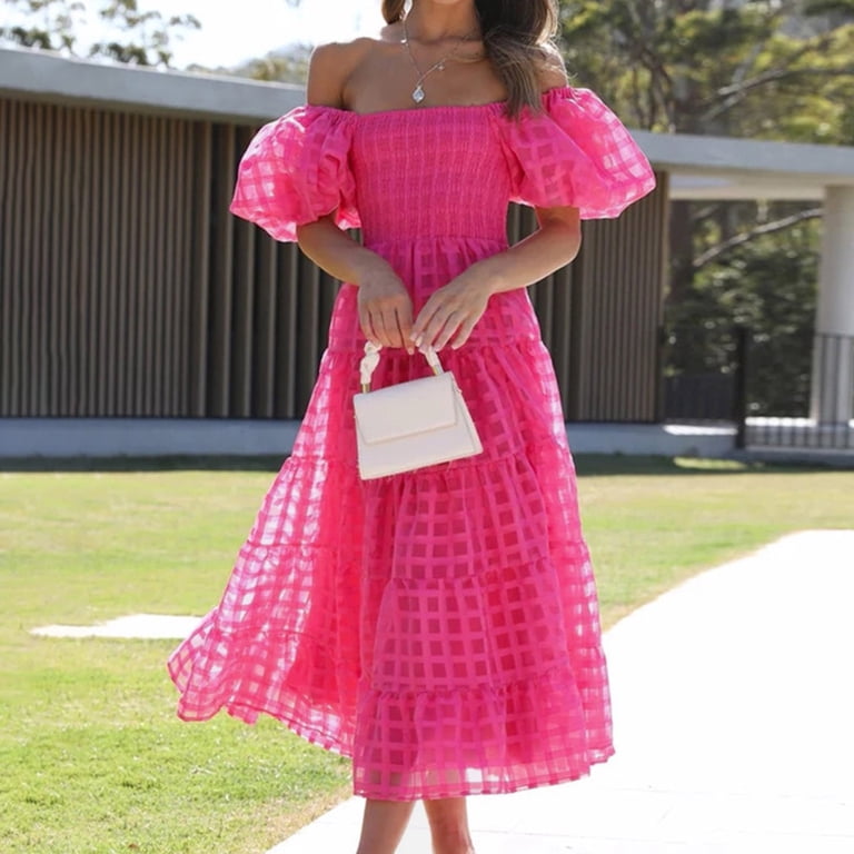 chinese dress ladies myzgx Women's Summer Puff Sleeve Cotton Mini Tunic Dress V-Neck Vacation  Beach Cute Babydoll Dress (X-Small, Hot Pink) at Amazon Women's Clothing  store main image 1