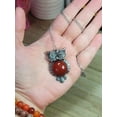 thumbnail image 5 of Whimsical Wisdom: Carnelian Owl Pendant Necklace - 18 Inches of Charm, 5 of 9