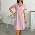 thumbnail image 5 of Sakmal with Padded Moomoos for Women Sleep Modal Pink Ultra-Soft Cozy Moomoo Dress Short Sleeve Short Solid V-Neck Nightgowns M-2XL, 5 of 5