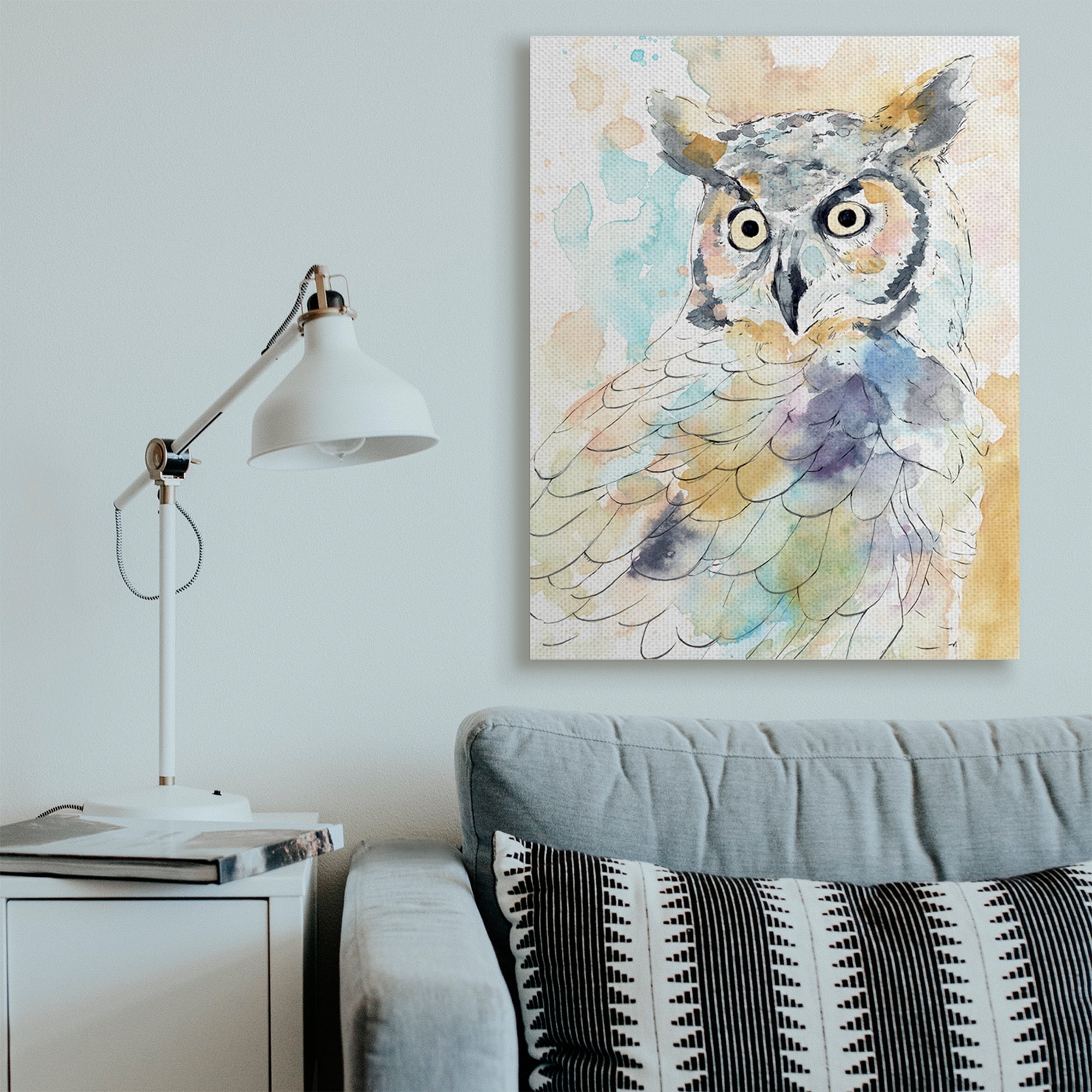 Stupell Industries Majestic Owl Portrait Bird Watercolor Design Canvas Wall Art, 36 x 48, Design by Annie Warren