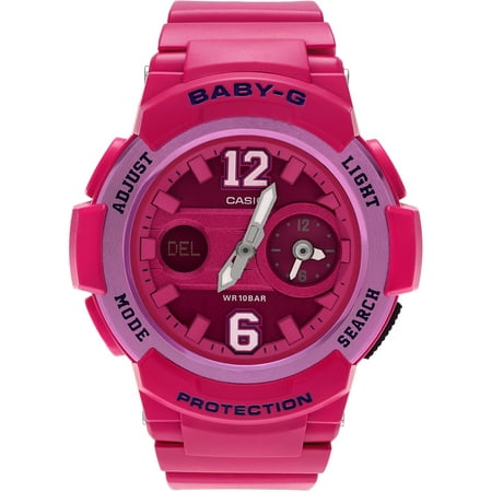 Casio Women's Stainless Steel Resin BGA-210-4B2 Baby-G Dual Time Analog Digital Dial Strap Dress Watch