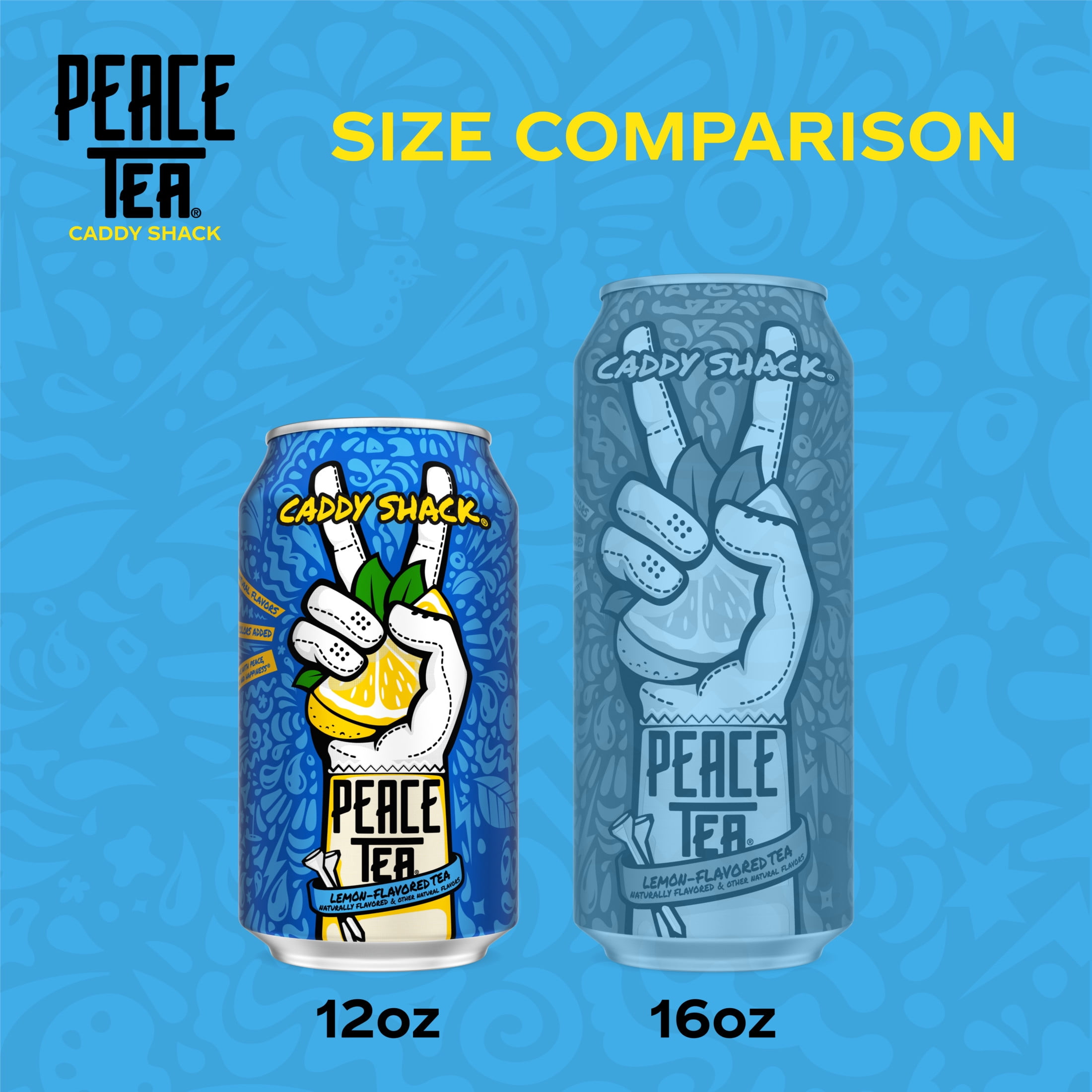 Peace Tea Caddy Shack Lemon-Flavored Canned Iced Tea, 12 fl oz, 12 Pack