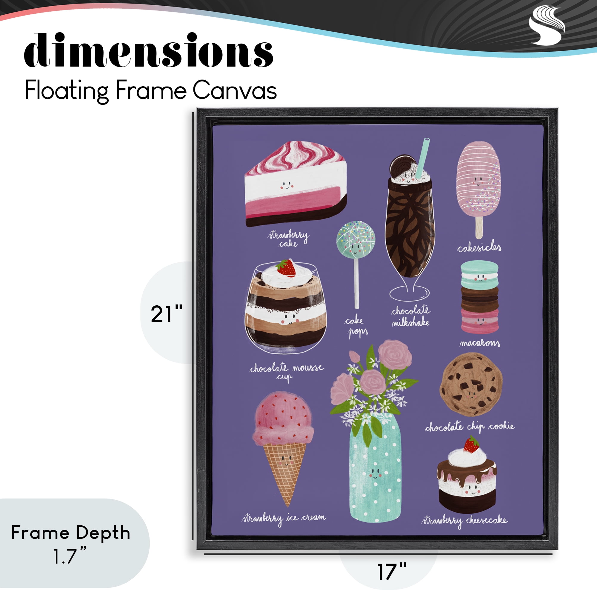 Stupell Industries Decadent Desserts & Flowers Black Framed Floater Canvas Wall Art, design by Metka Hiti
