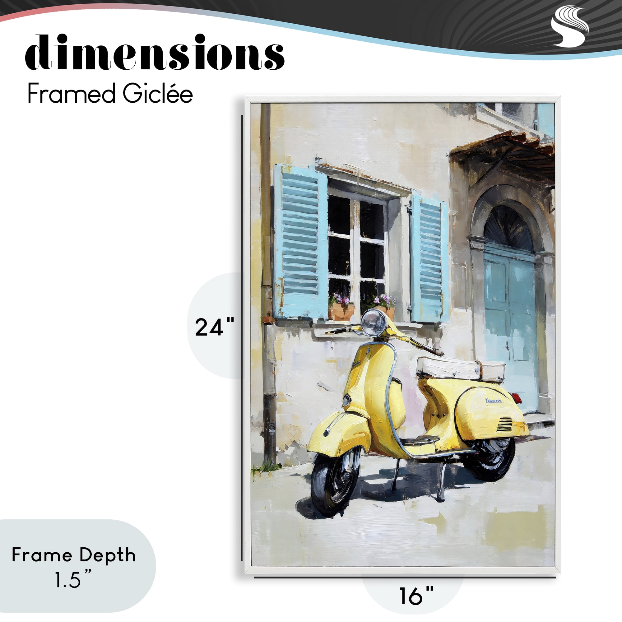 Stupell Industries Sunny Day Scooter Ride White Framed Giclee Art, design by Petal Prints Design