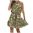 thumbnail image 1 of Pompotops Robe Décontractée Mode Femme Col en V en Chiffon Floral Boho Plage Manches Courtes, 1 of 8